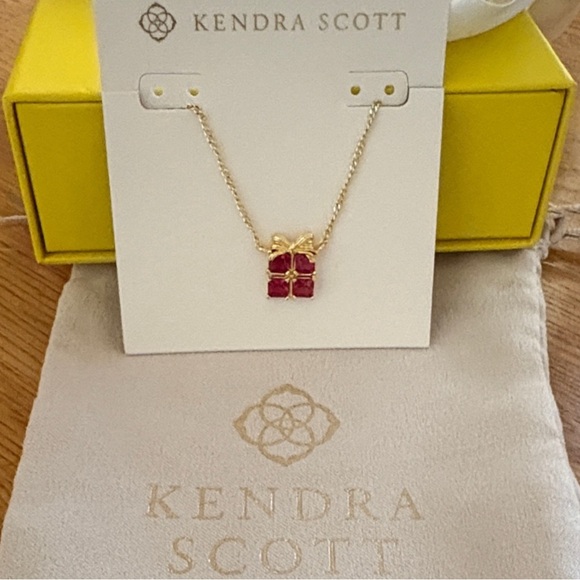 Kendra Scott Gold Necklace with Red Gemstone Bow - Picture 2 of 2